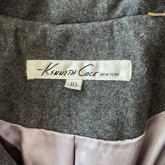 Kenneth Cole Pea Coat Womens 10 Gray Button Up Wool Preppy Classic Ladies - Picture 2 of 11